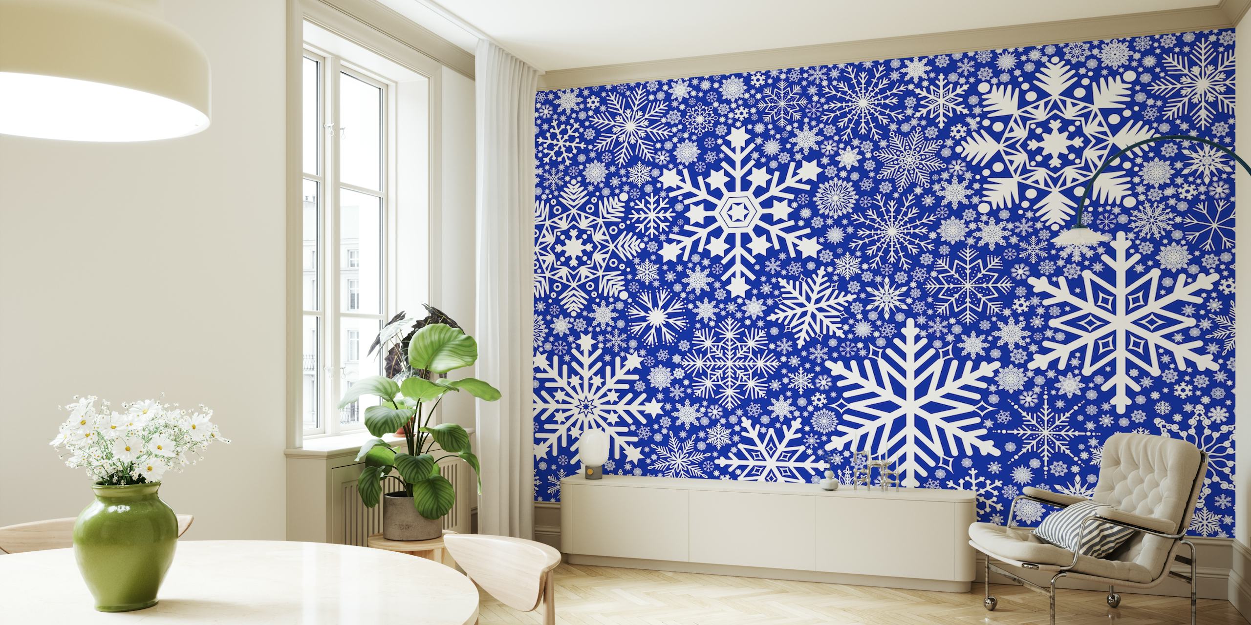 Snowflakes Background 6 mönster tapet i ett rum